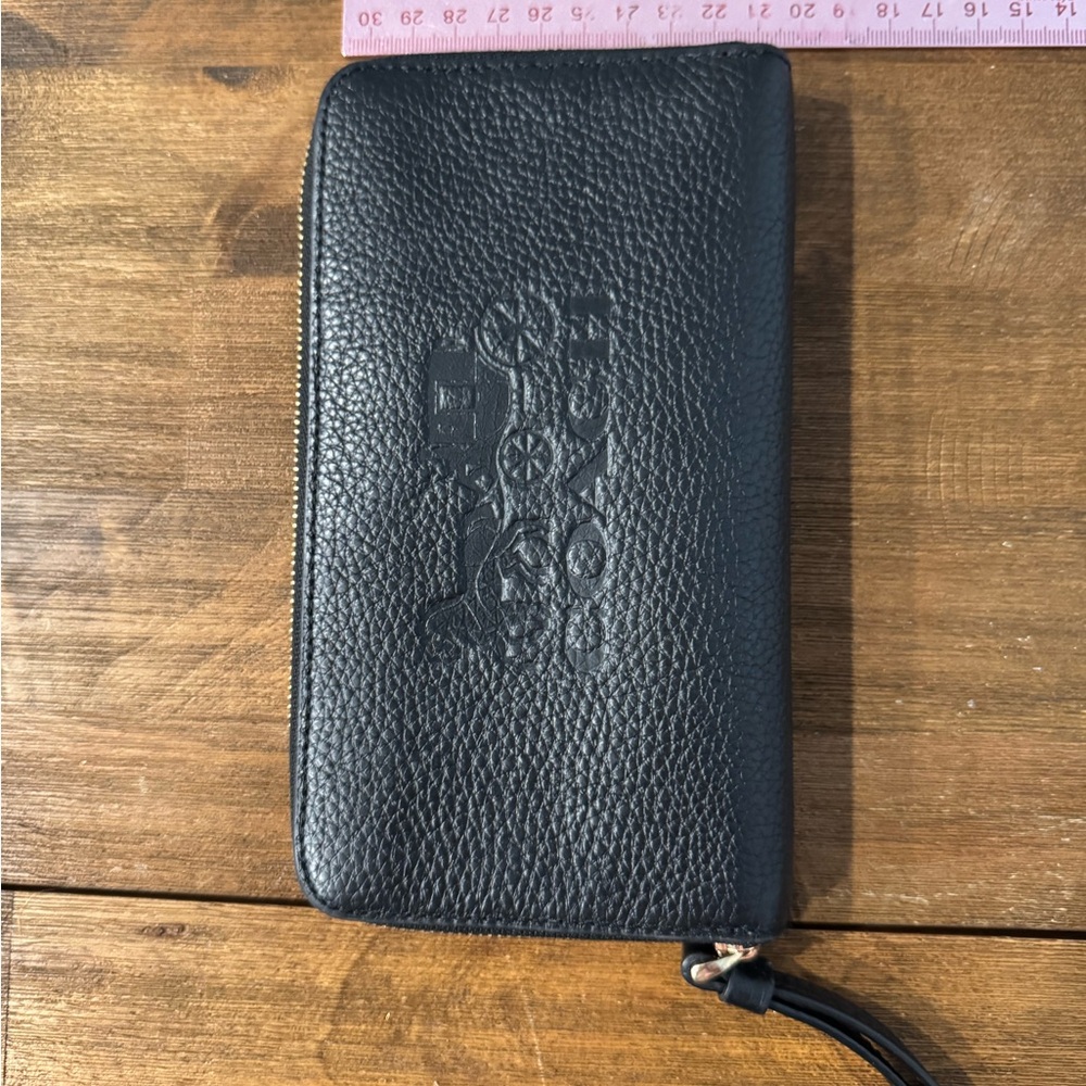 Coach Black Pebbled Leather Wristlet Wallet - Picture 2 of 4